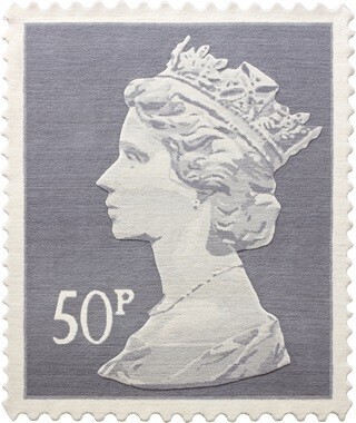 Grey 50p Stamp Rug - 120 cm x 100cm
