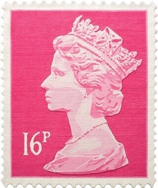 Pink 16p Stamp Rug - 120cm x 100cm