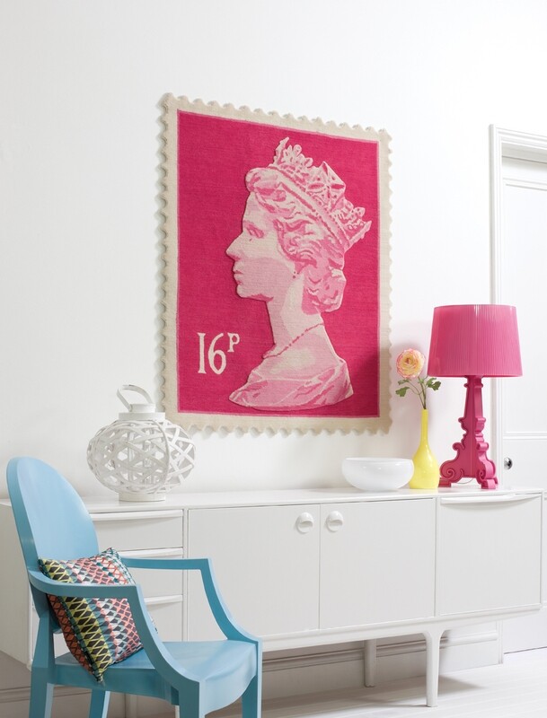 Pink 16p Stamp Rug - 120cm x 100cm