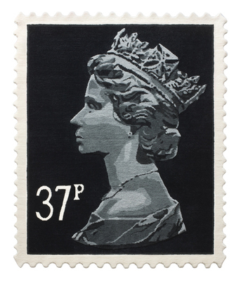 Black 37p Stamp Rug 120 x 100 cm