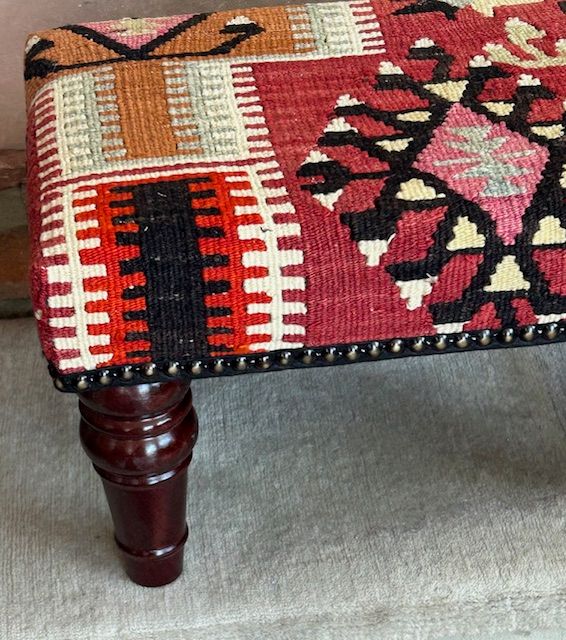 Small Kelim Stool - 40cm x 30cm x 25cm