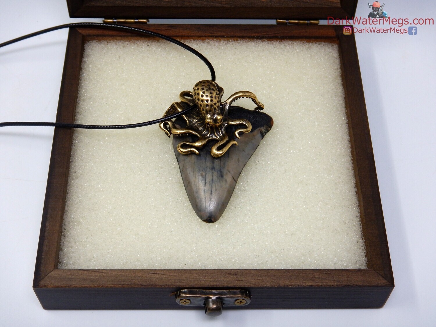 2.36&quot; Octopus Setting on  Fossil Megalodon Necklace