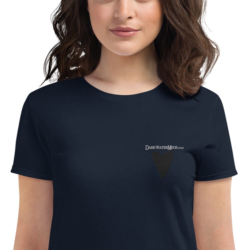 Women&#39;s short sleeve t-shirt - white text, Color: Navy, Size: S