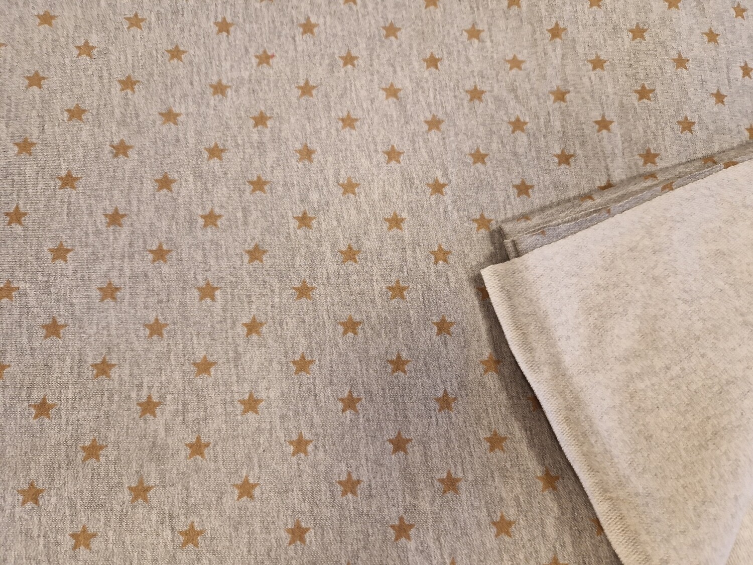 Sommersweat Joggingstoff Sterne beige klein 50cm x 150cm breit 