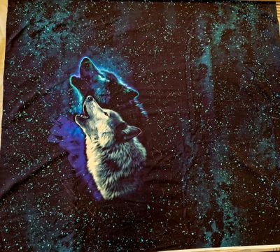 Sommersweat Wolf blau Galaxie Panele 80x180cm