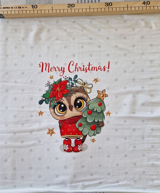 Sommersweat Eule Weihnachten Panele 43x55cm Sommersweat Eule Weihnachten Panele 43x55cm