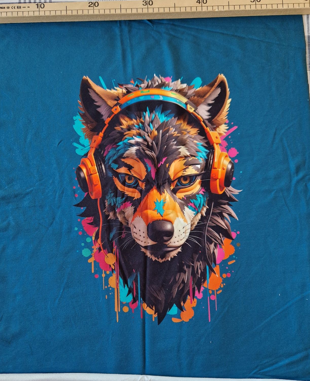 Sommersweat Wolf Kopfhörer Panele 60x77cm 