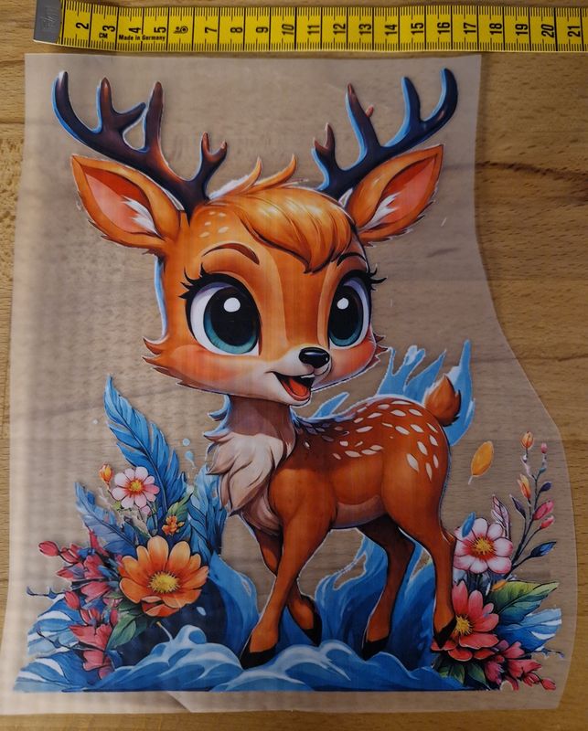 Bügelbild Bambi 23cm hoch  x 18cm breit 