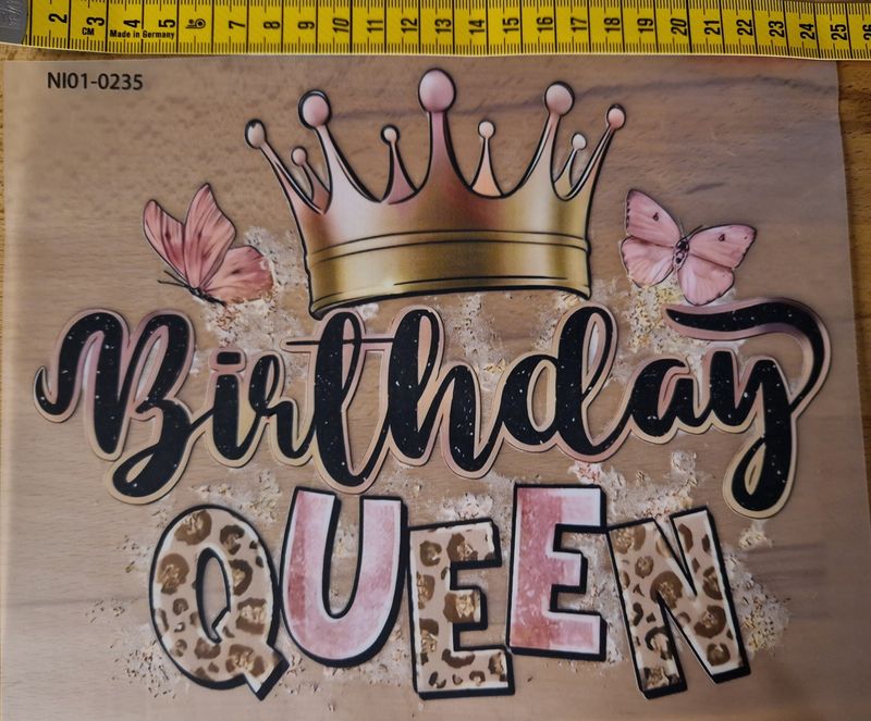 Bügelbild Birthday Queen 18cm hoch  x 22cm breit 