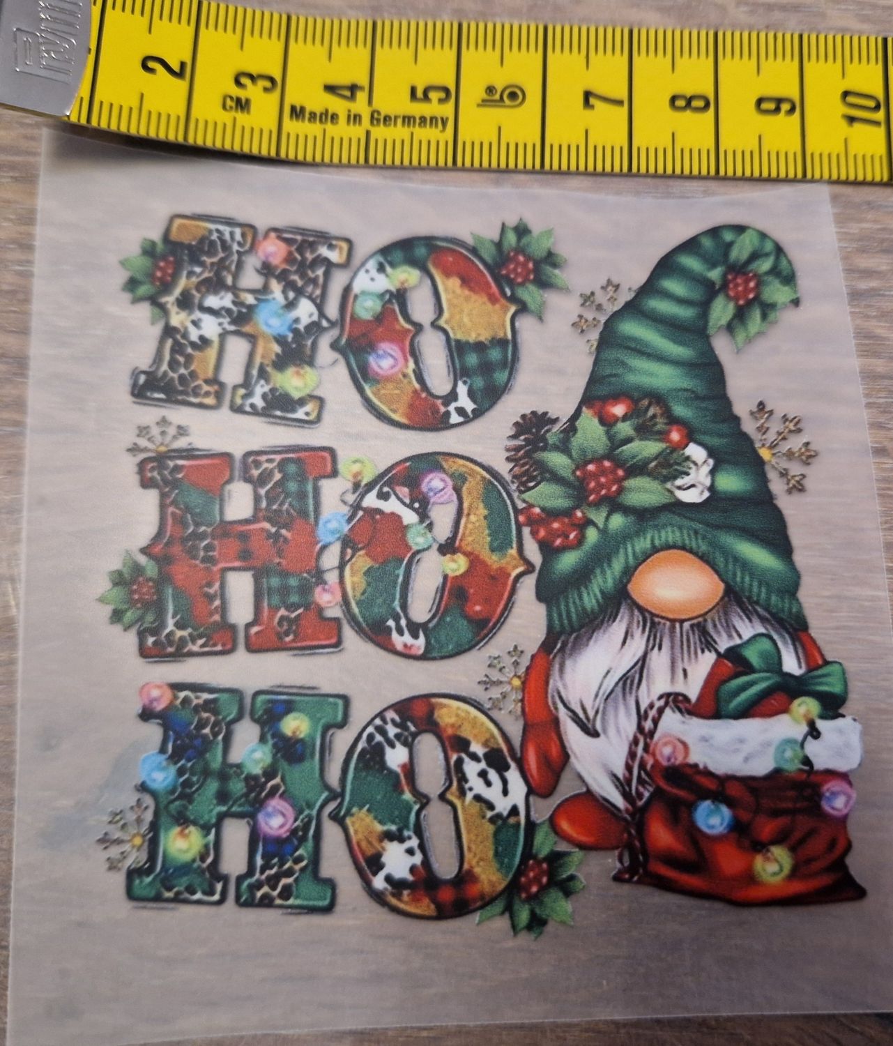 Bügelbild Ho Ho Ho Wichtel 8cm hoch  x 8cm breit 