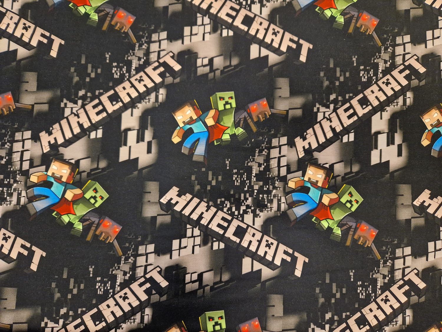 Sommersweat Minecraft schwarz 50cm x 180cm breit