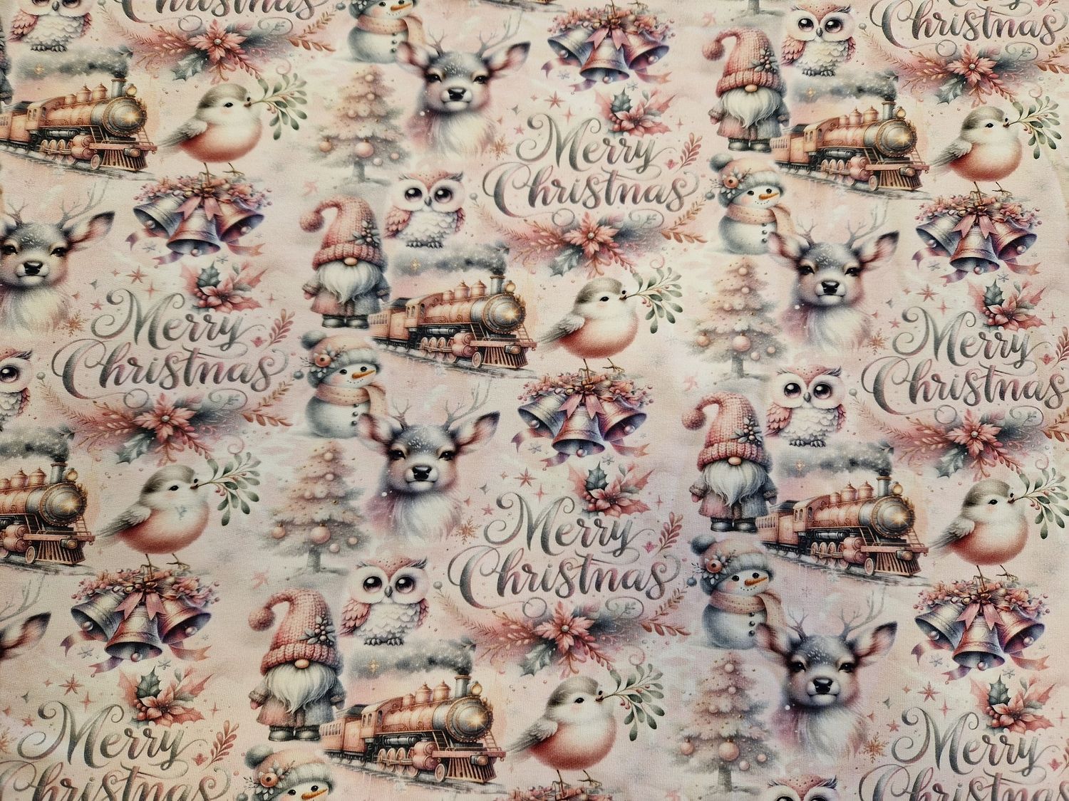 Sommersweat Wichtel Weihnachten rosa 50cm x180cm breit 