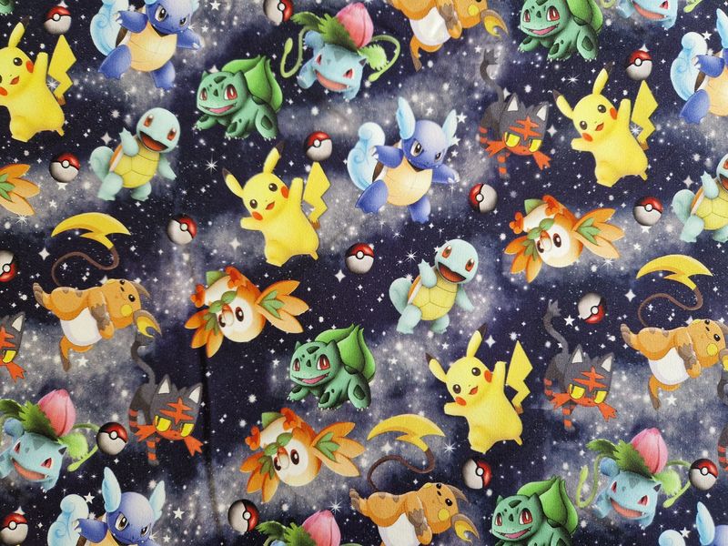 Sommersweat Pokemon Galaxie grau 50cm x 180cm breit Sommersweat Pokemon Galaxie grau 50cm x 180cm breit