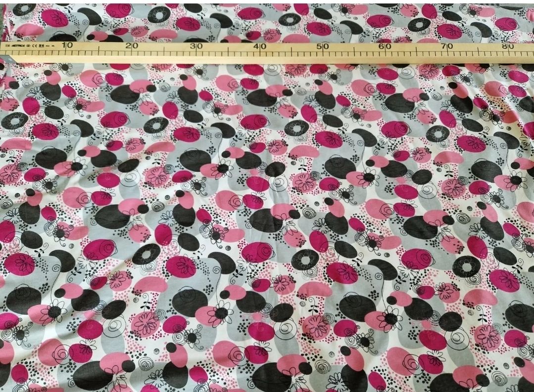 Jersey Grafik pink grau 50cm x 160cm 