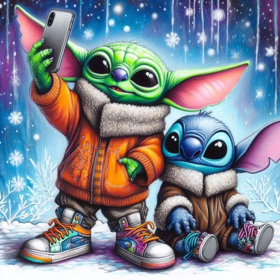 Sommersweat Panele Yoda Stitch 50x60cm