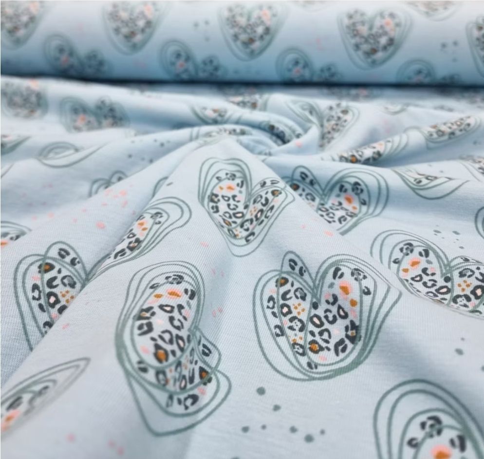 Jersey Leo Herzen hellblau 50cm x 150cm 