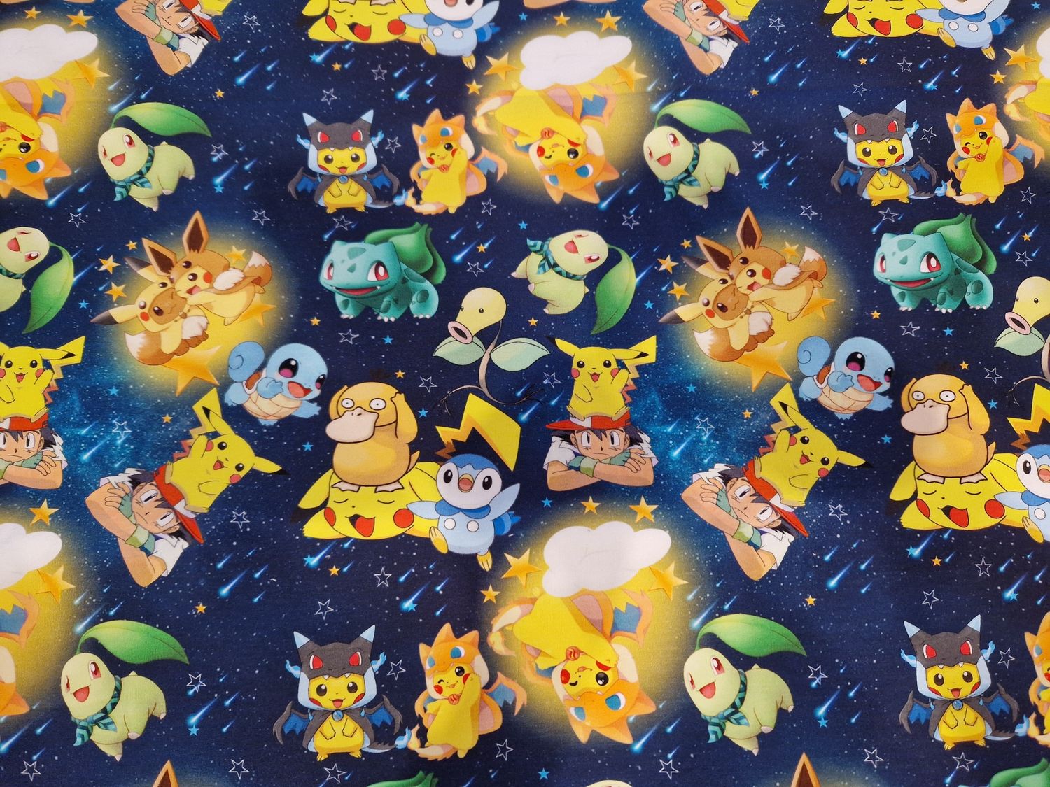 Sommersweat Pokemon dunkelblau 50cm x 180cm breit