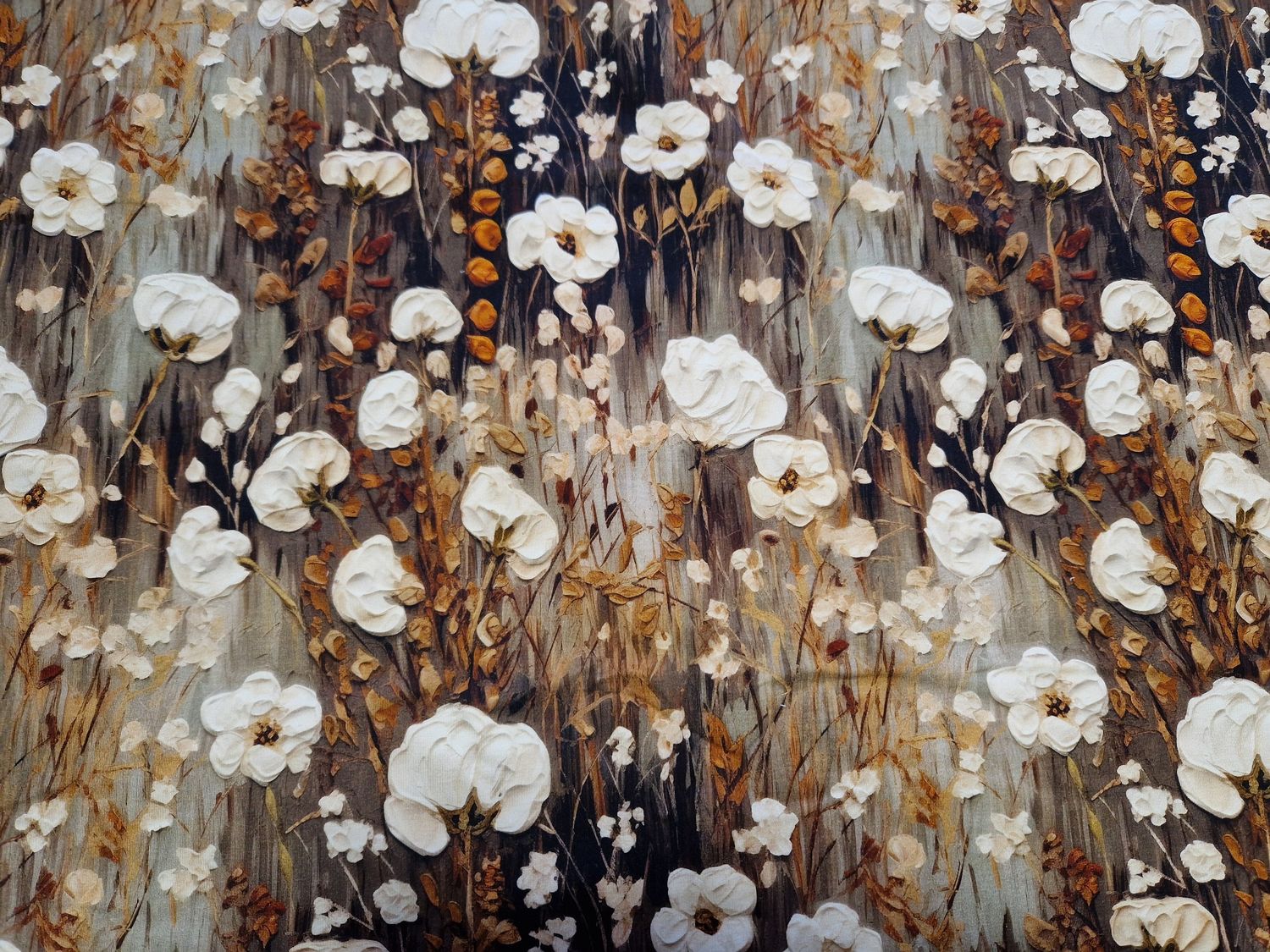 Sommersweat French-Terry Blumen braun 87cm x180cm breit