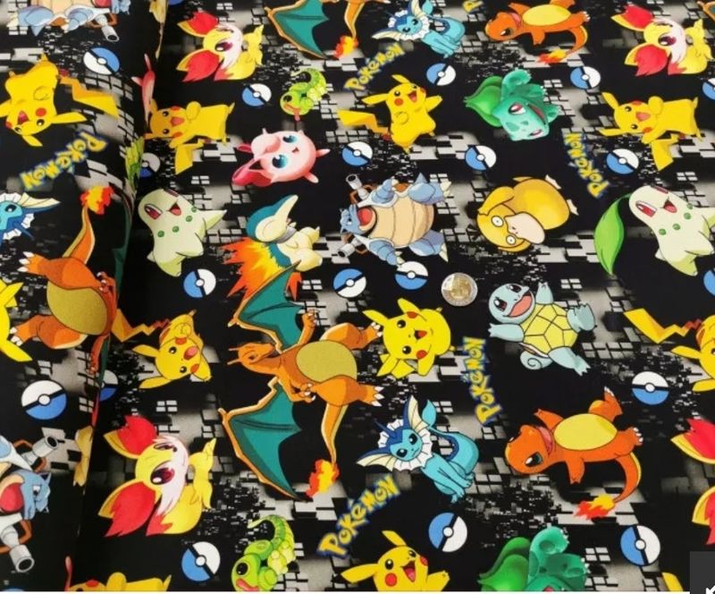 Sommersweat Pokemon schwarz 78cm x 180cm breit Sommersweat Pokemon schwarz 78cm x 180cm breit