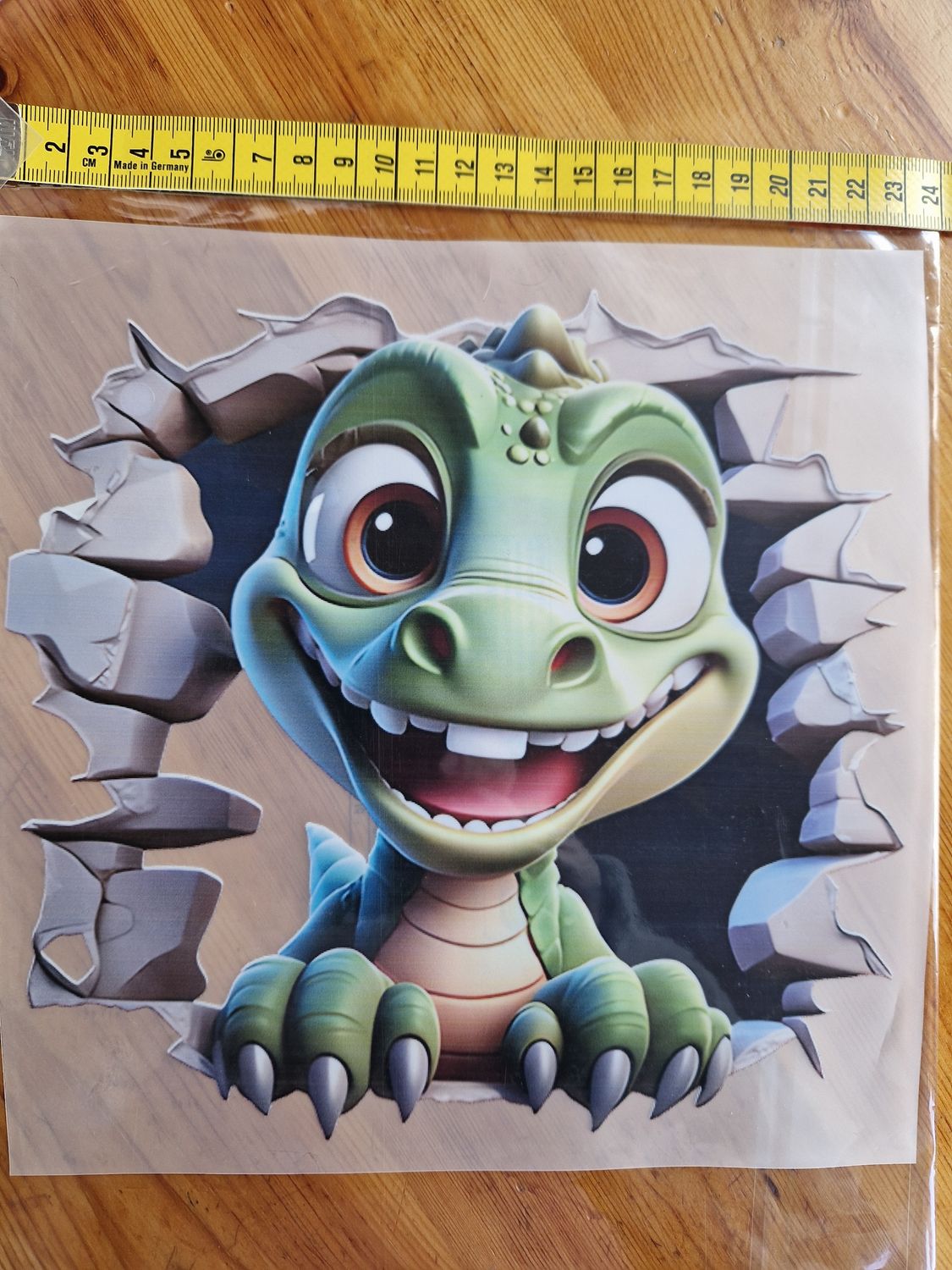 Bügelbild Dino 22cm hoch x 21cm breit 