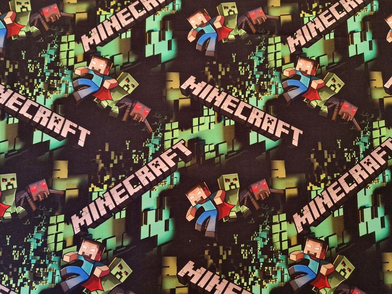 Sommersweat Minecraft schwarz grün 50cm x 180cm breit Sommersweat Minecraft schwarz grün 50cm x 180cm breit