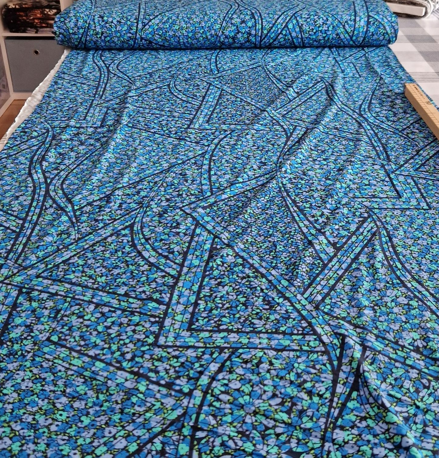 Jersey Viskose blau metallic 50cm x 160cm breit 