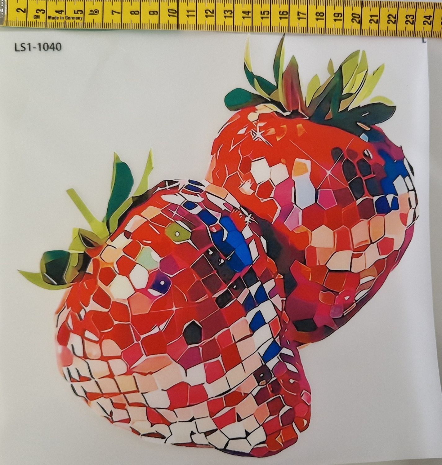 Bügelbild Erdbeeren 22cm hoch x 22cm breit 