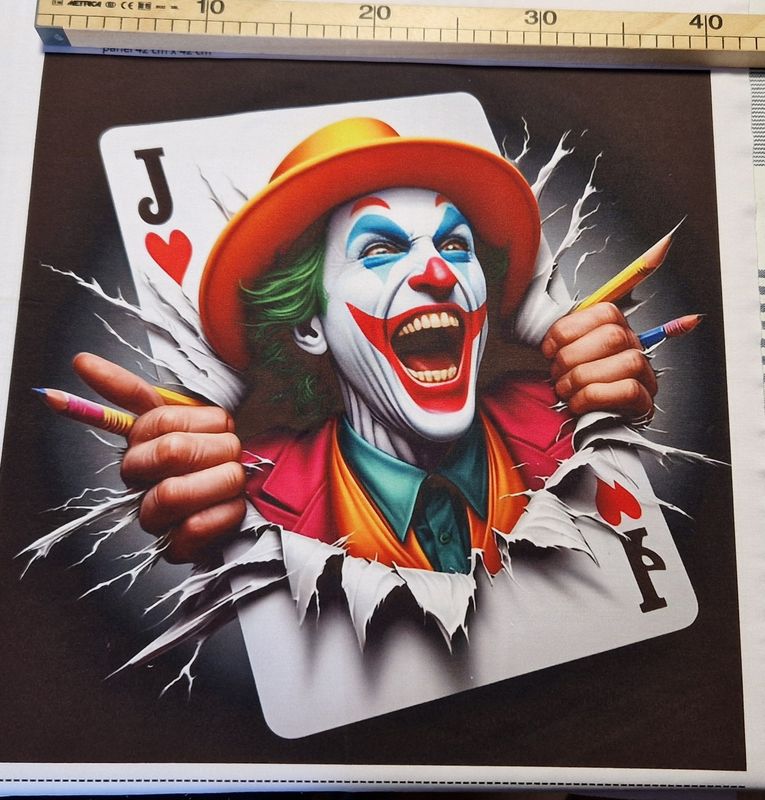 Sommersweat Joker Clown Panele 42x42cm breit Sommersweat Joker Clown Panele 42x42cm breit