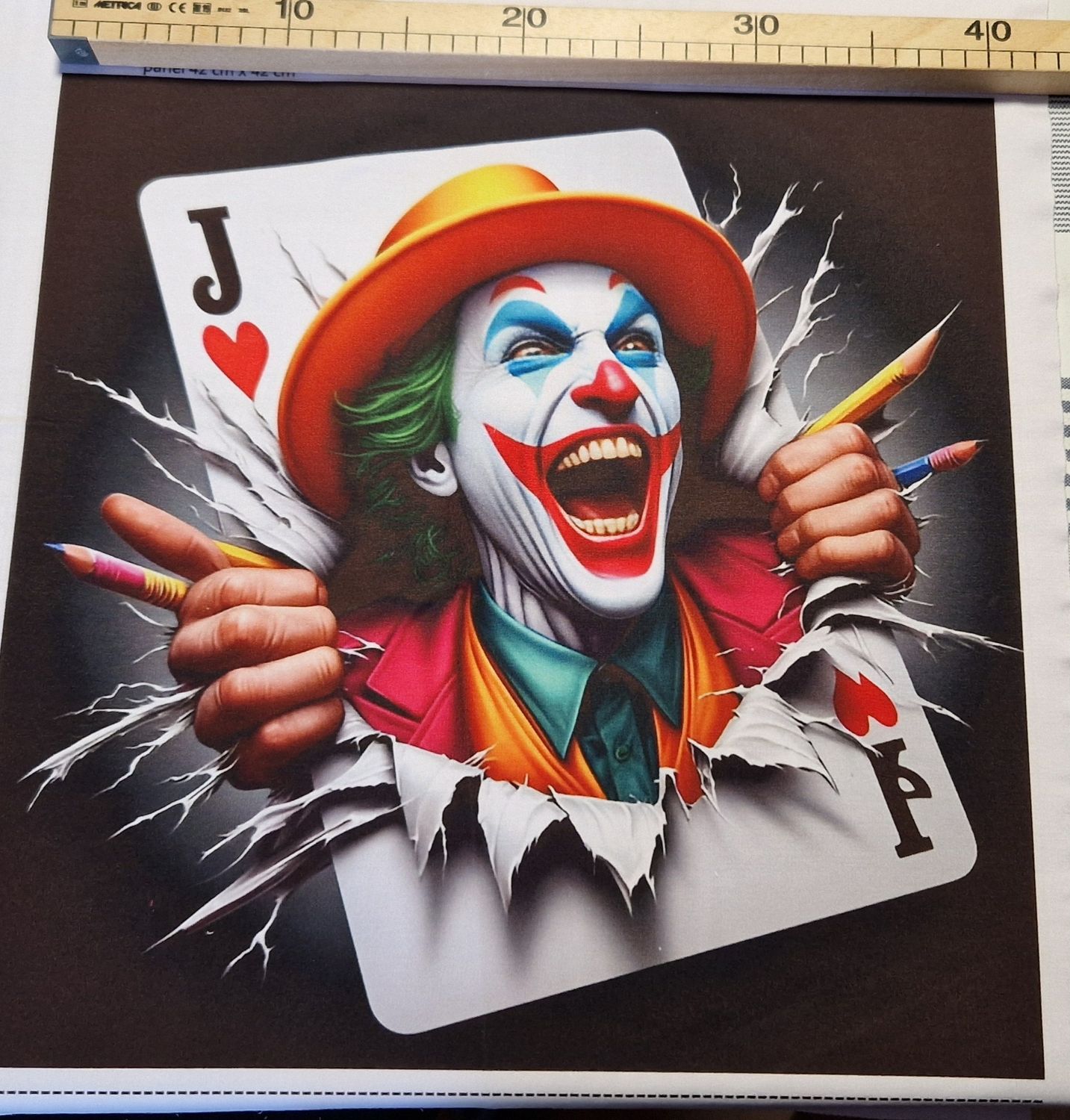 Sommersweat Joker Clown Panele 42x42cm breit 