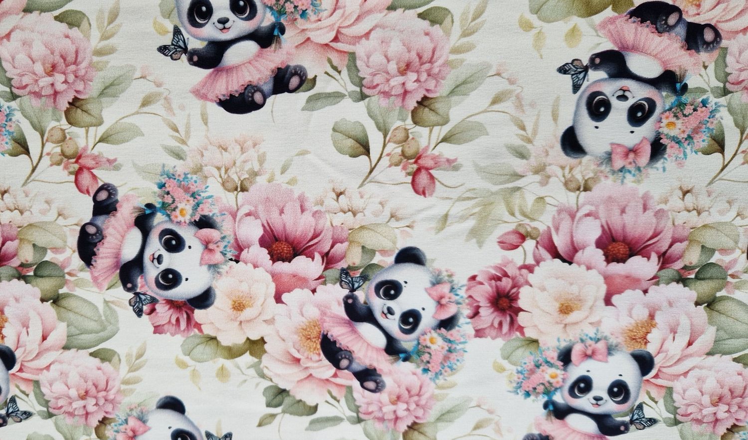 Sommersweat Panda 50cm x 180cm breit 