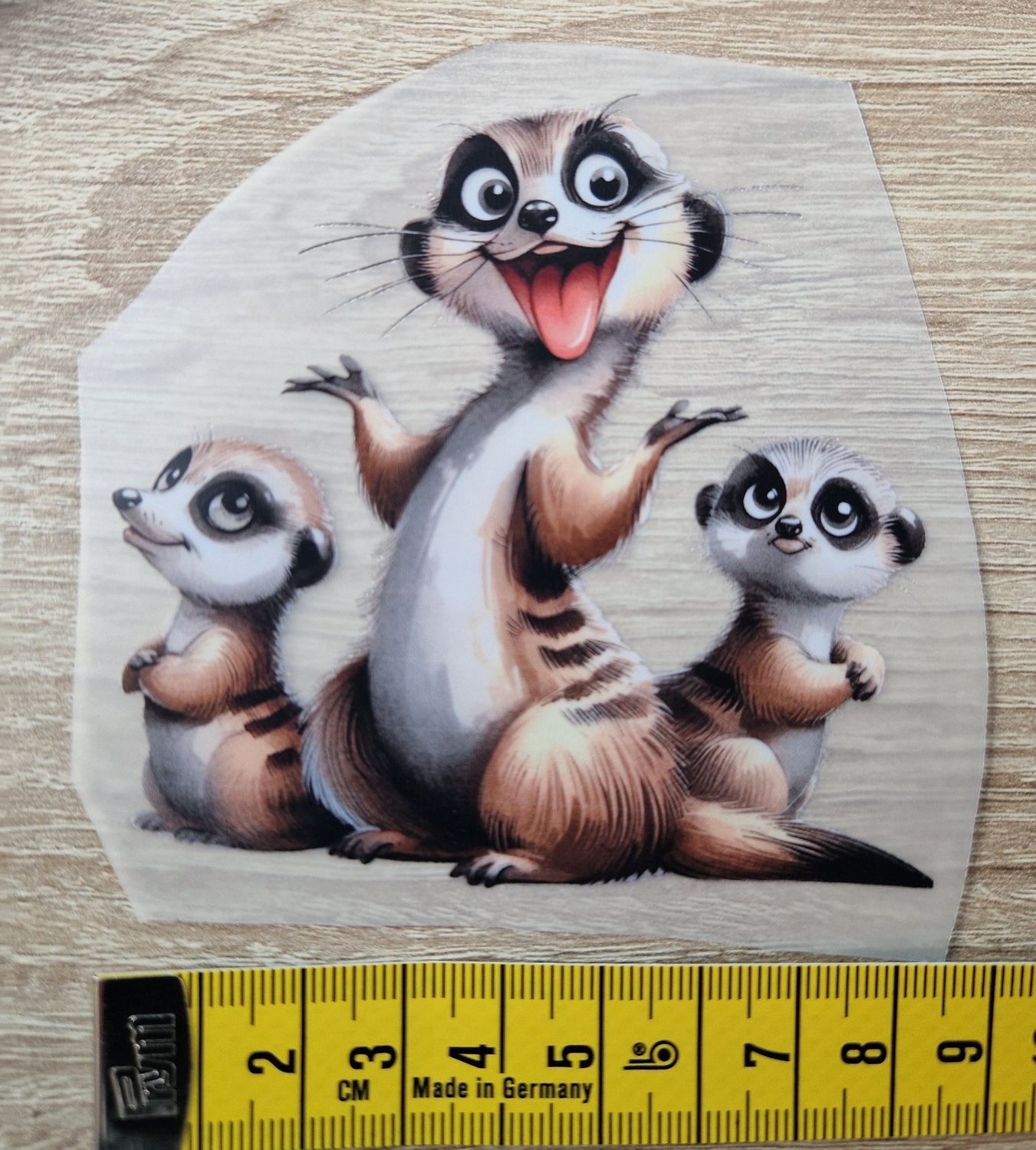 Bügelbild Erdmännchen 9cm hoch x 9cm breit 