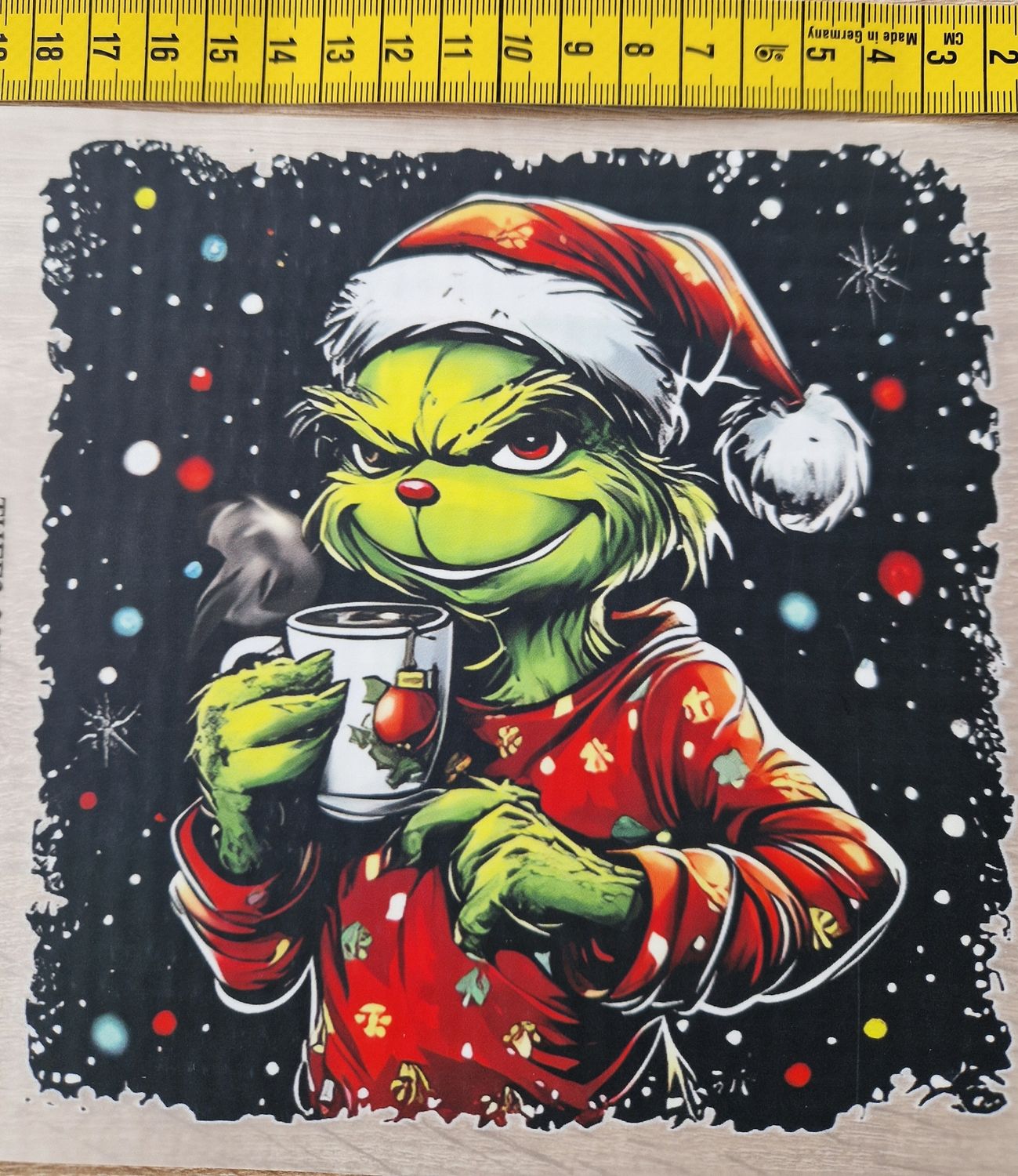 Bügelbild Grinch 16cm hoch x16cm breit 