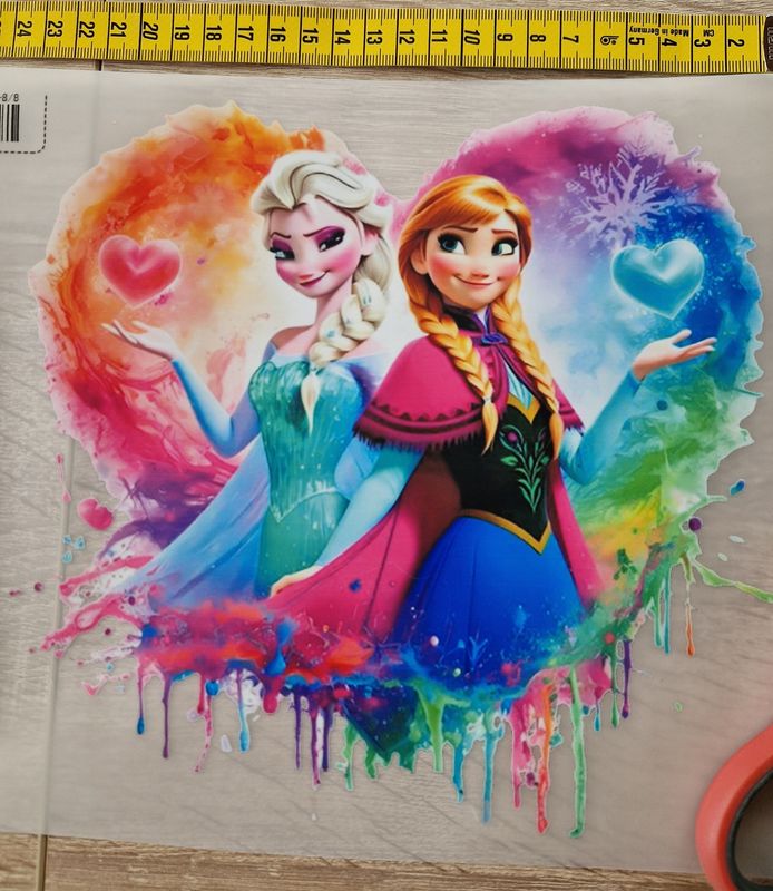 Bügelbild Elsa Anna Frozen ca 21cm hoch x 22cm breit 