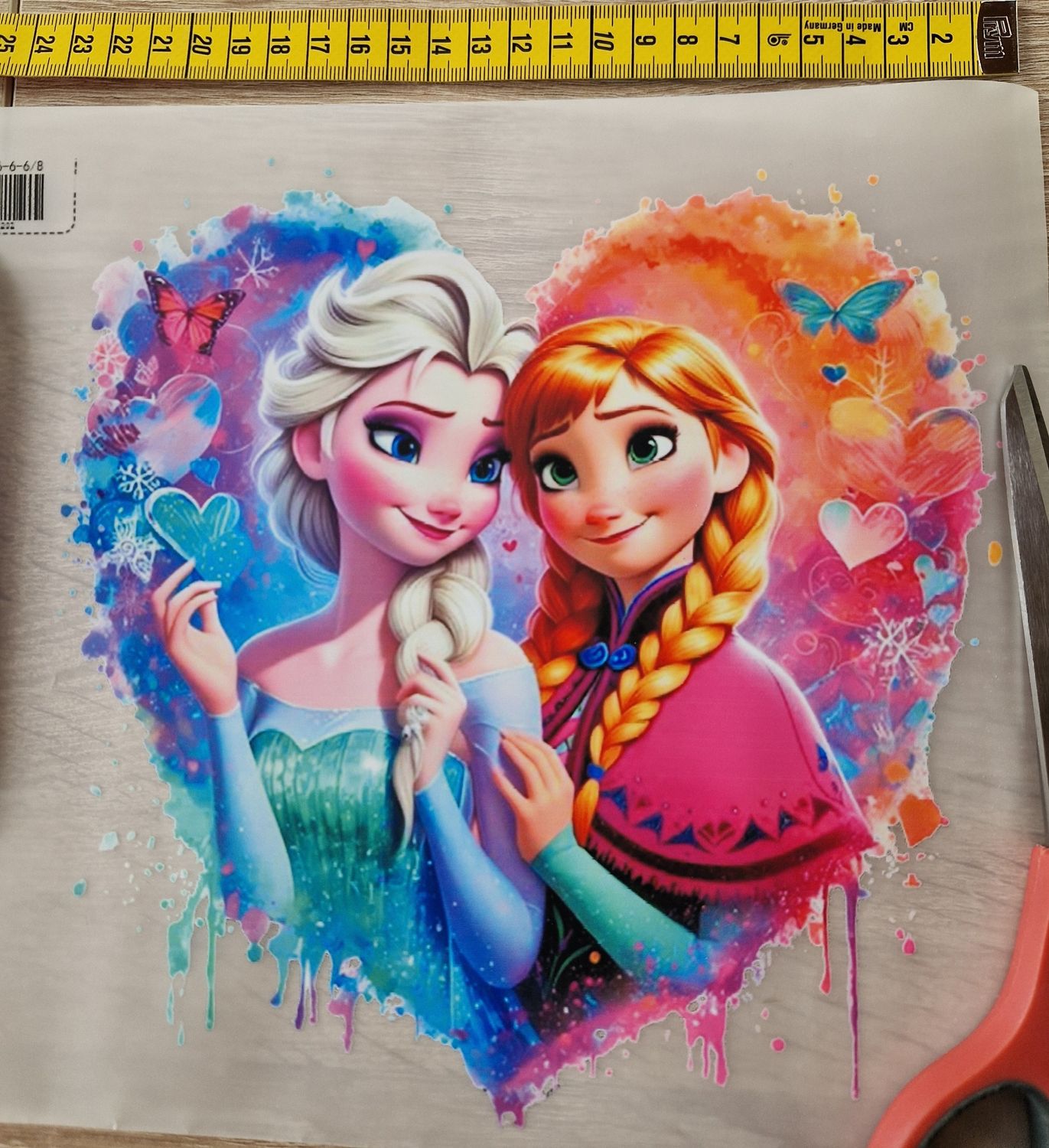 Bügelbild Elsa Anna Frozen ca 21cm hoch x 22cm breit 