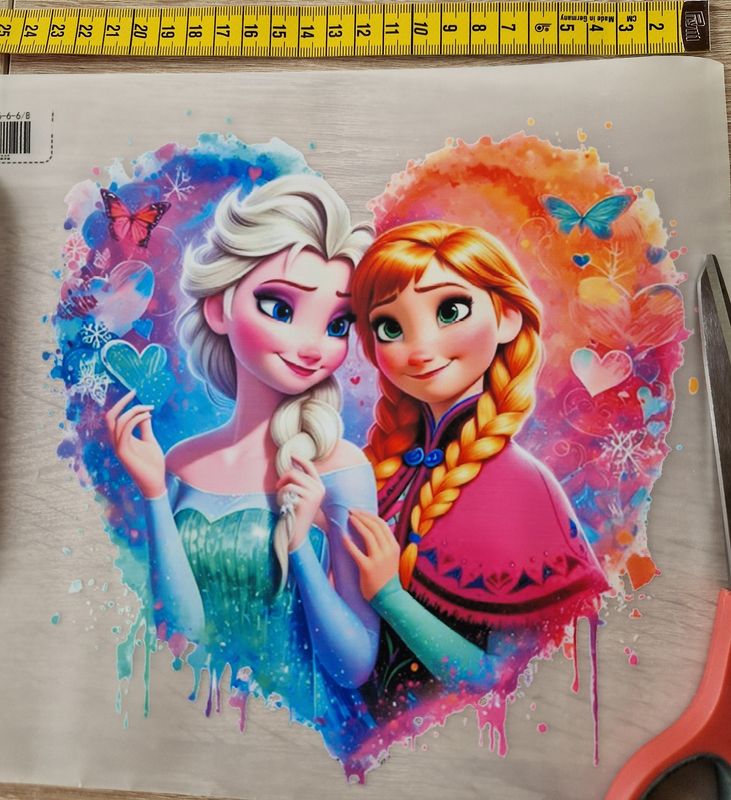 Bügelbild Elsa Anna Frozen ca 21cm hoch x 22cm breit 