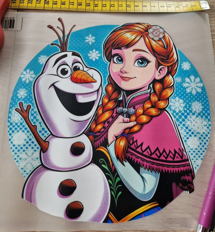 Bügelbild Anna Olaf Frozen ca 22cm hoch x 22cm breit 