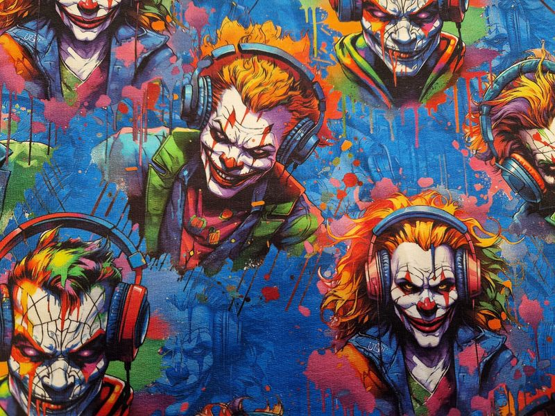 Sommersweat Clown 42cm x 180cm breit Sommersweat Clown 42cm x 180cm breit