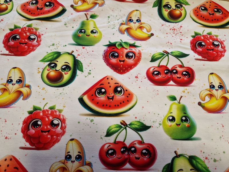 Jersey Digitaldruck Sommer Obst 125cm x125cm breit Jersey Digitaldruck Sommer Obst 125cm x125cm breit