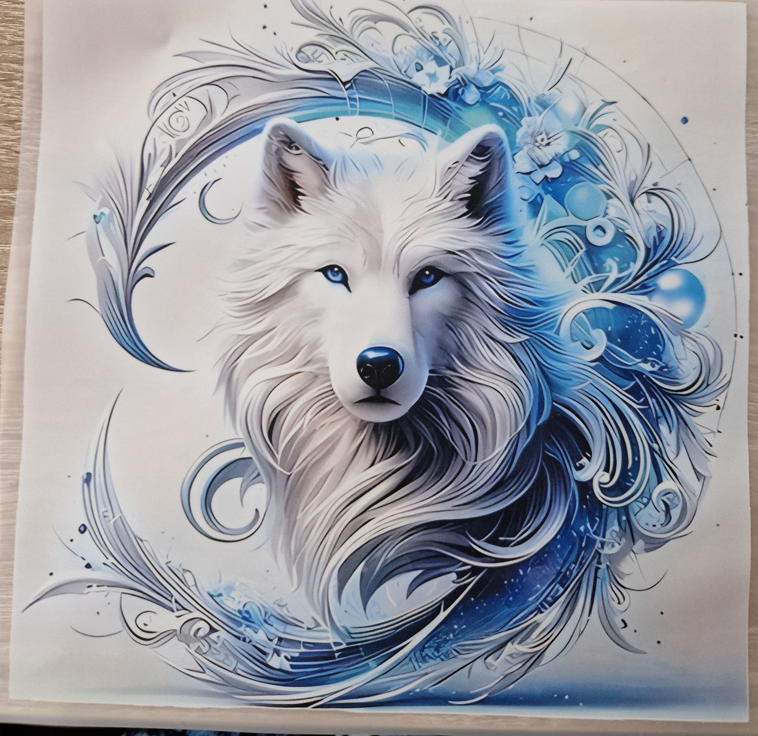 Bügelbild Wolf 18cm hoch x 18cm breit 