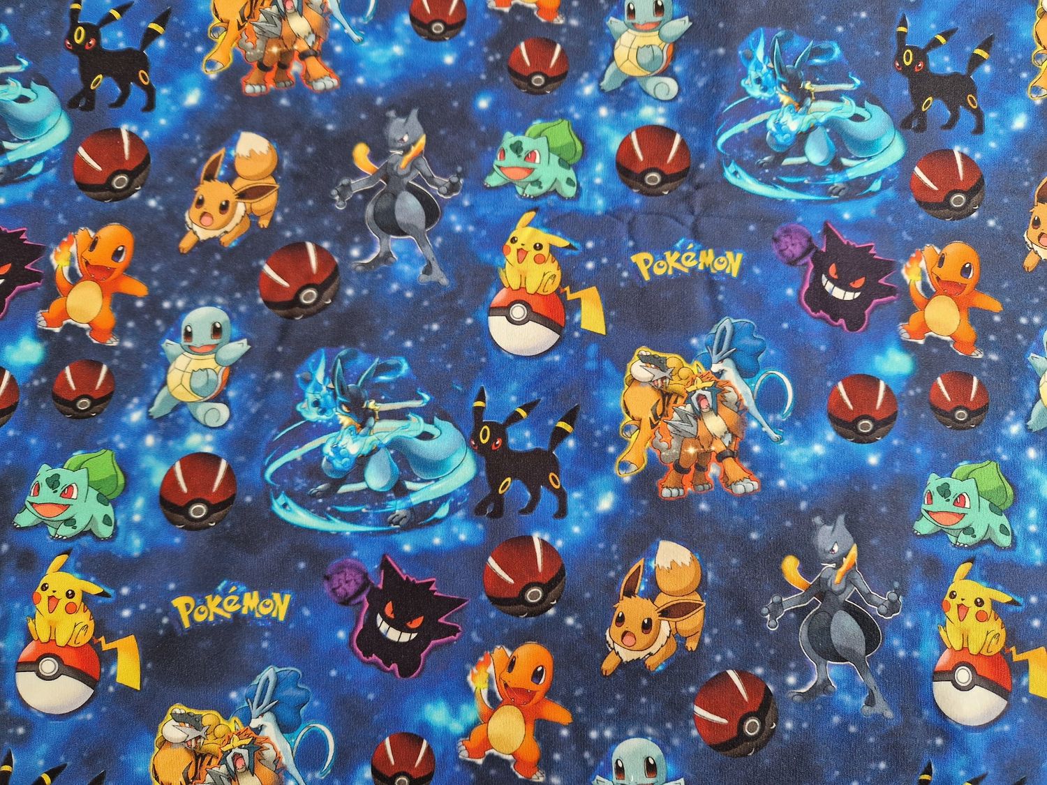Sommersweat Pokemon blau 50cm x 180cm breit 