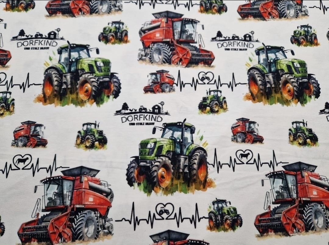 Sommersweat Traktor Dorfkind 50cm x 180cm breit Lieferung Mitte Juli 