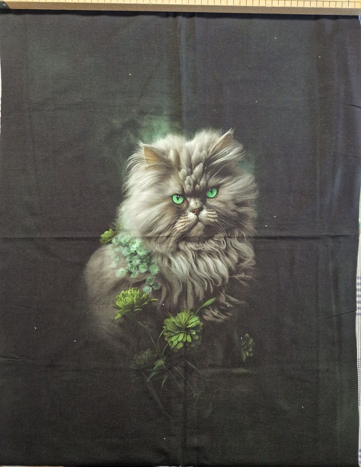 Sommersweat Katze Grün Panele 60x80cm