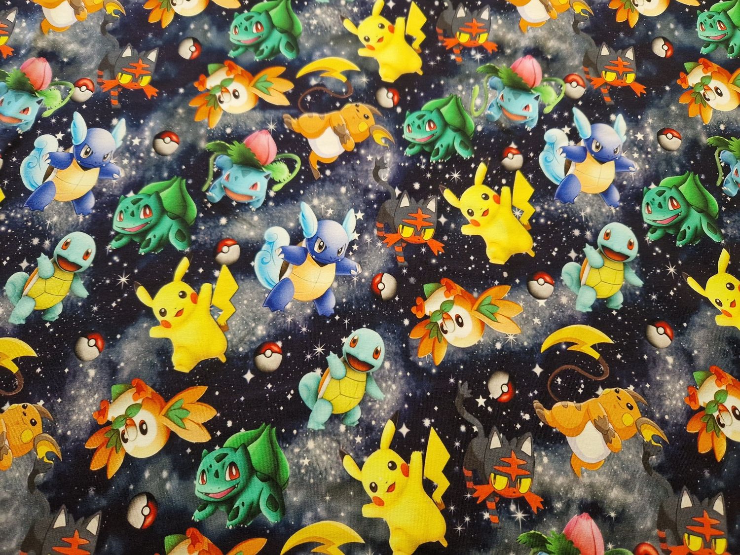 Sommersweat Pokemon dunkelblau grau 50cm x 180cm breit 