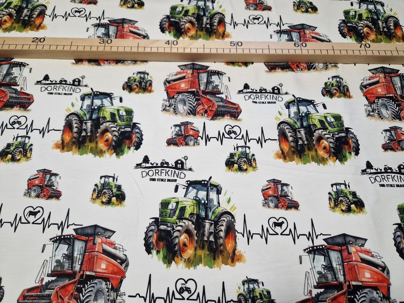 Sommersweat Traktor Dorfkind 50cm x 180cm breit 