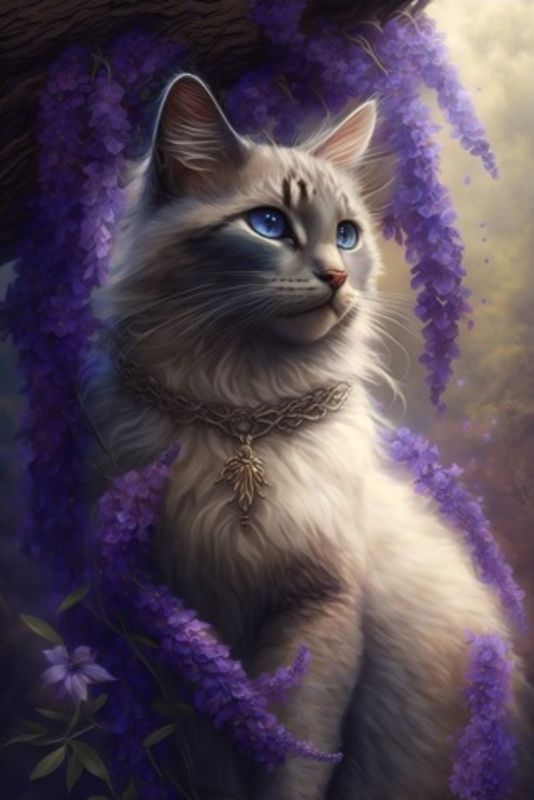 Sommersweat Katze Lila Panele 60x80cm Sommersweat Katze Lila Panele 60x80cm