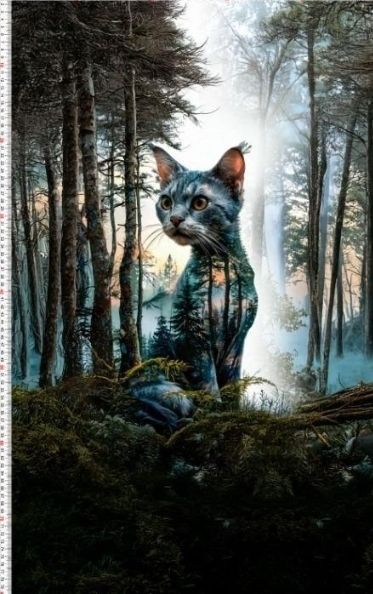 Sommersweat Katze Bäume Panele 90x180cm Sommersweat Katze Bäume Panele 90x180cm