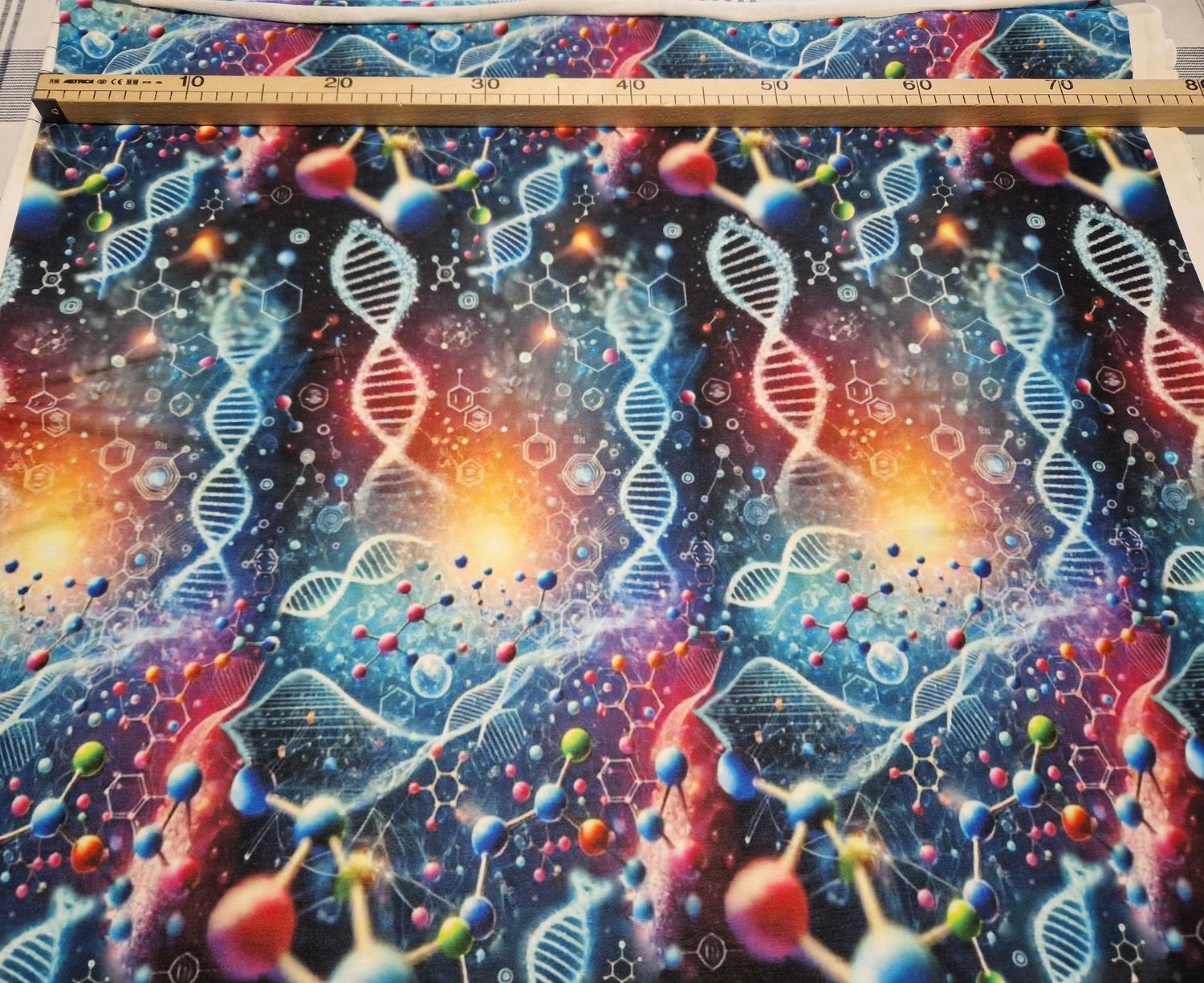 French-Terry Chemie Moleküle 50cm x 160cm breit - neue Qualität
