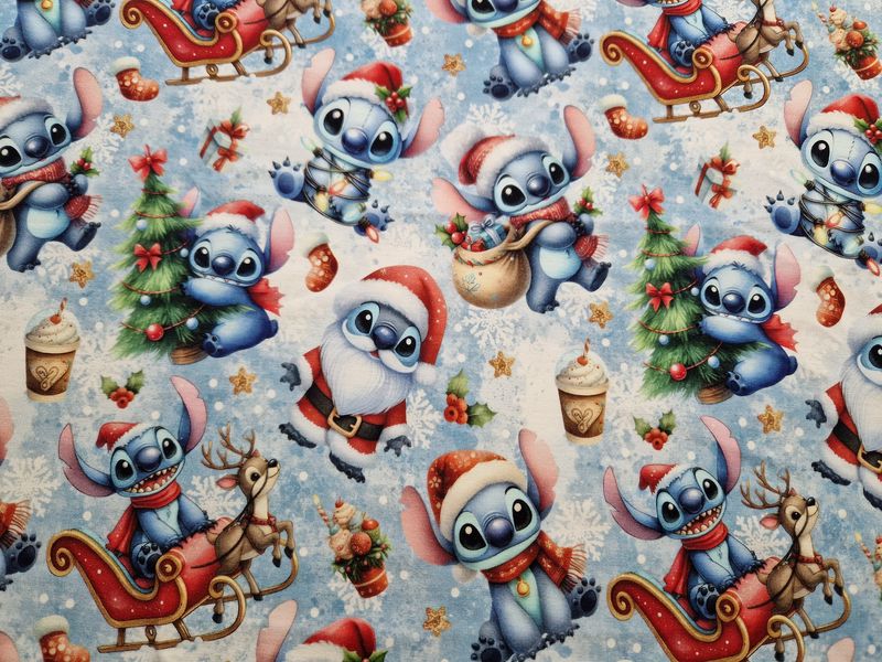 Sommersweat Stitch hellblau Weihnachten 50cm x 180cm breit Sommersweat Stitch hellblau Weihnachten 50cm x 180cm breit