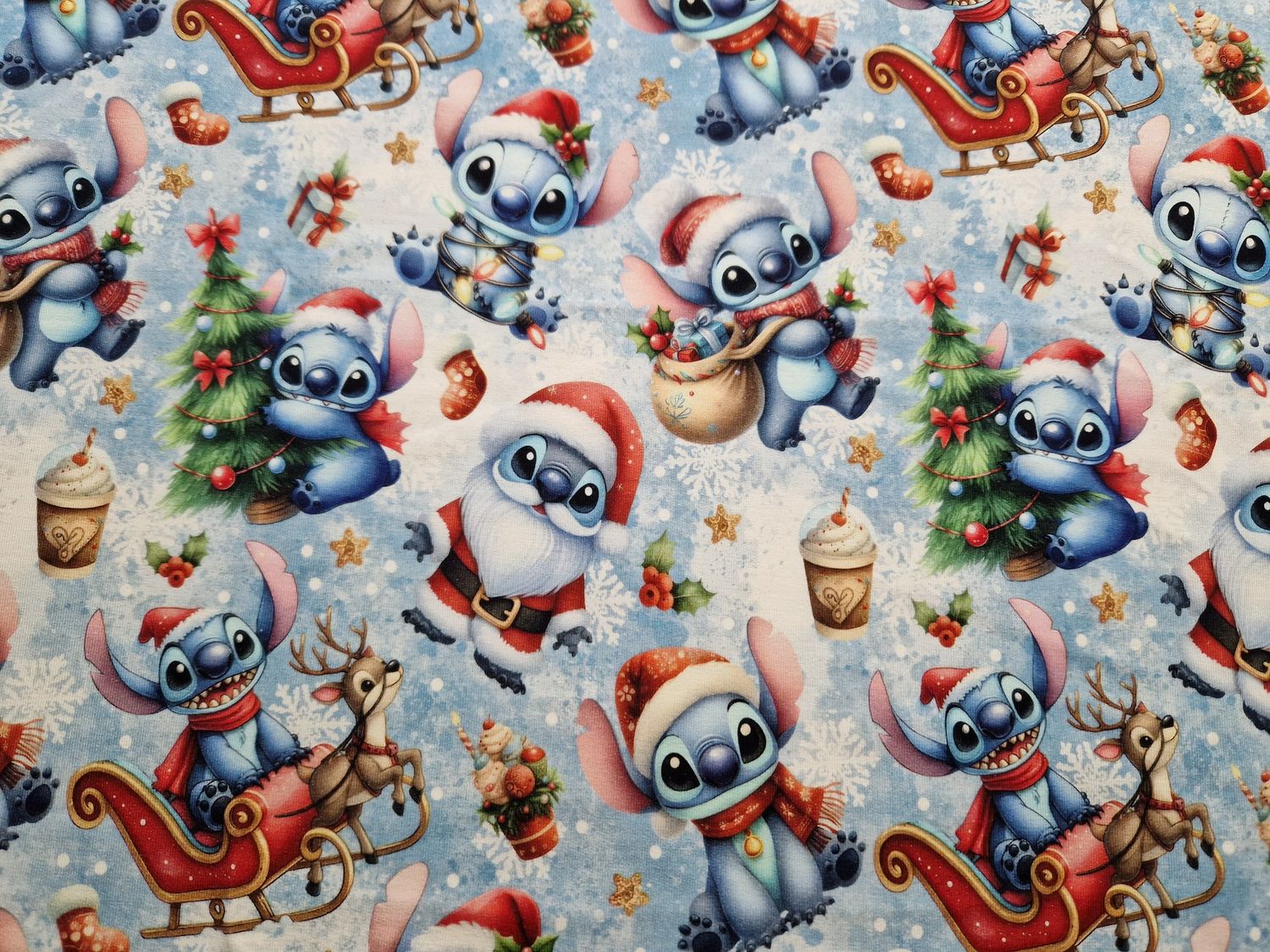 Sommersweat Stitch hellblau Weihnachten 50cm x 180cm breit