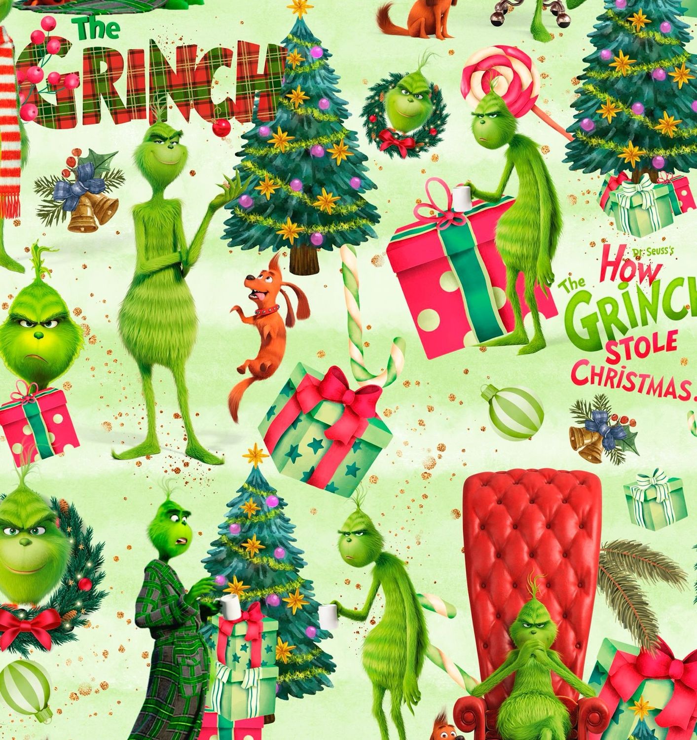 Sommersweat Grinch 50cm x 180cm breit Lieferung Anfang November